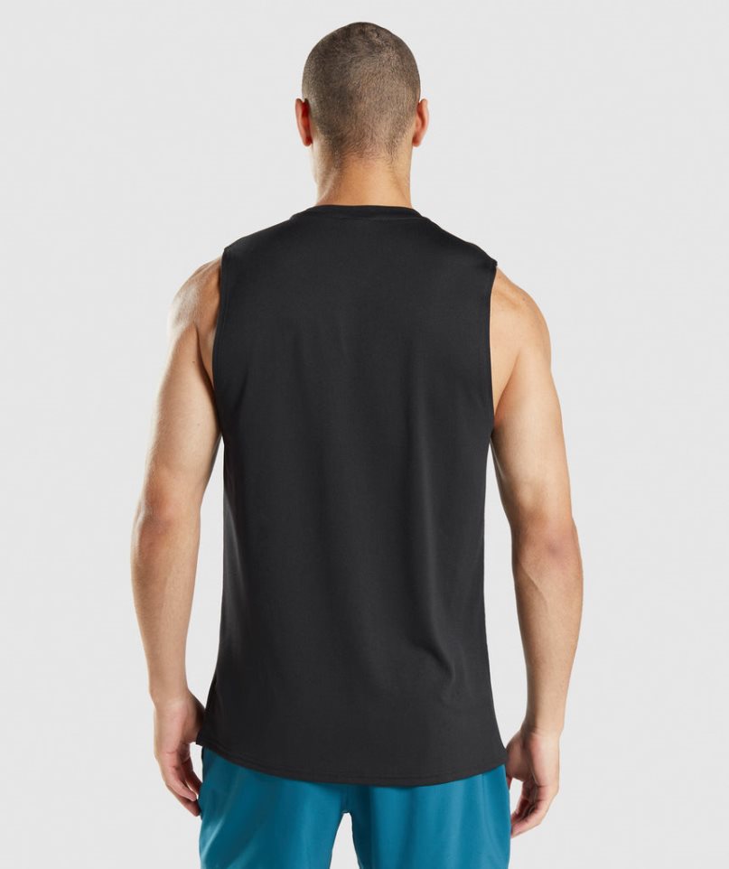 Men's Gymshark Arrival Sleeveless Tanks Black | NZ 5XBQRD